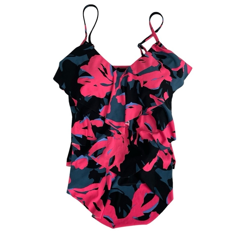 Magicsuit Tankini Swim Top with Bra Black & Pink‎ Floral Size 8